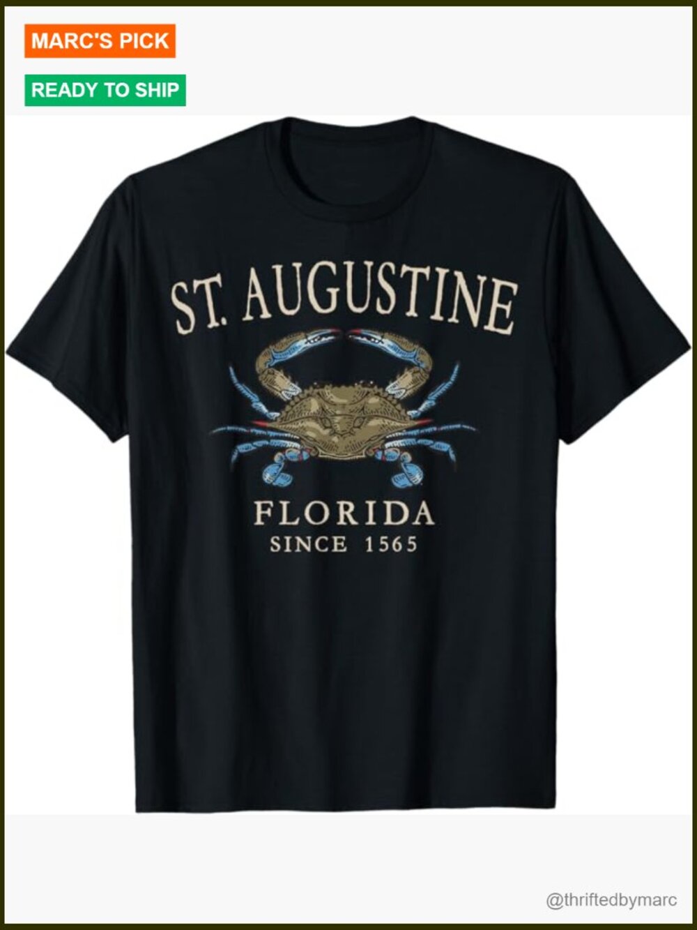 Blue Crab Since 1565 Antique White Classic Fit T-Shirt